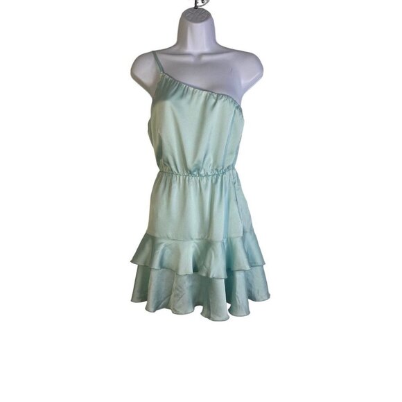 Show Me Your MuMu Womens Superstar One Shoulder Neckline Ruffle Mini Dress Small - Picture 2 of 8